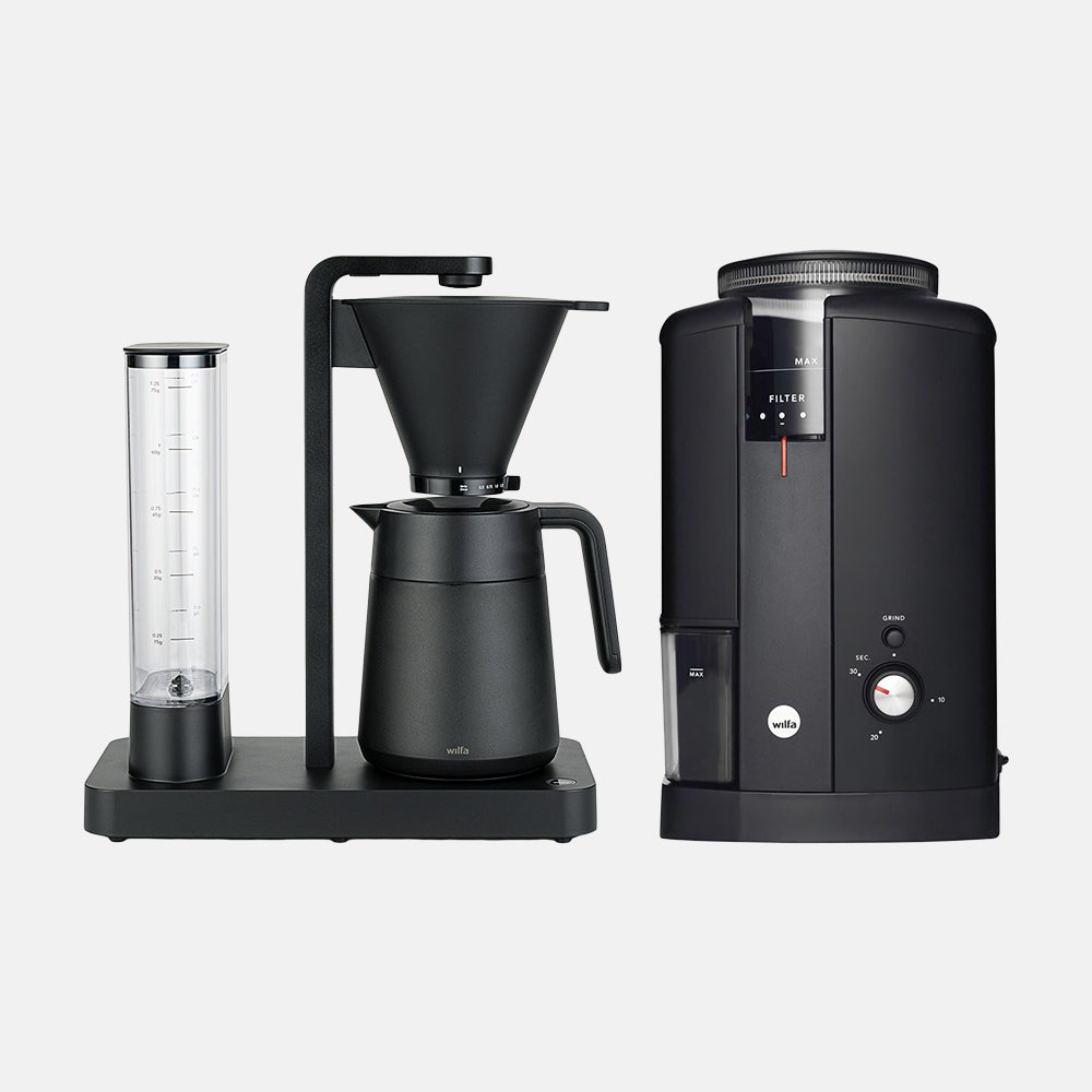 Wilfa Performance Thermo Coffee Maker Svart Aroma Precision Coffee Grinder Black Bundle