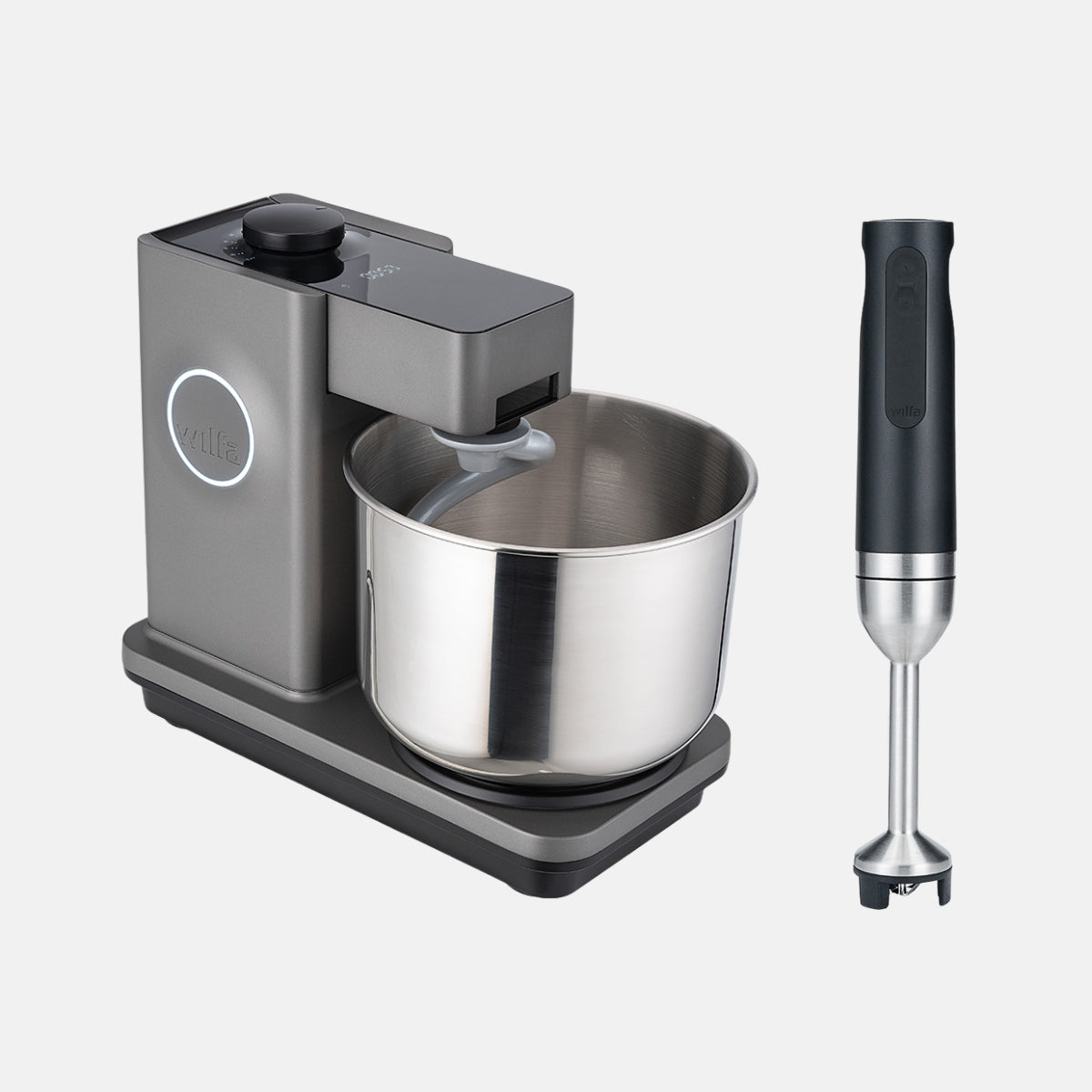 Wilfa ProBaker Timer Stand Mixer (Grey) + Prostick Immersion Blender Bundle