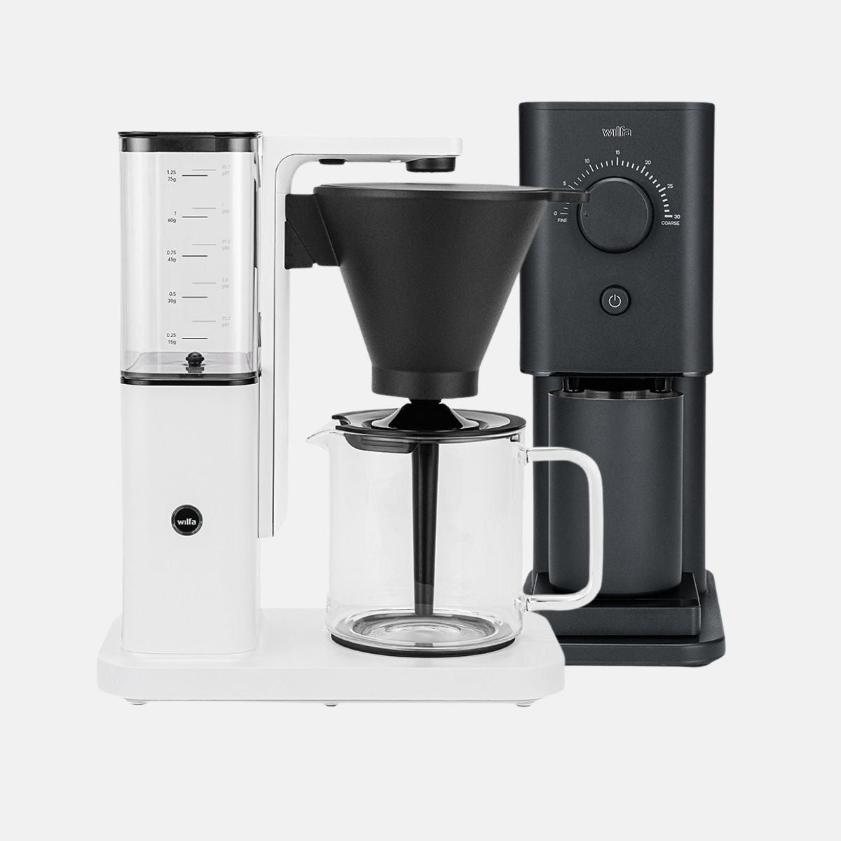 Wilfa Zense Coffee Maker (White) and Zense Coffee Grinder Bundle