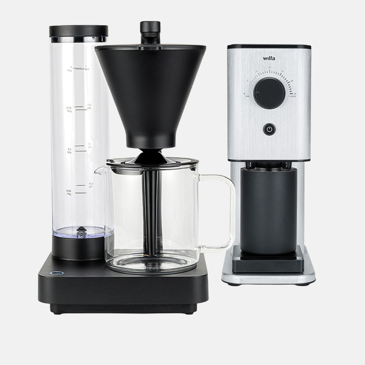 Wilfa Performance Compact Coffee Maker (Black) and Zense Alux Coffee Grinder Bundle